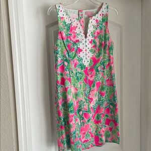 Floral Pink and Green Sleeveless Dress